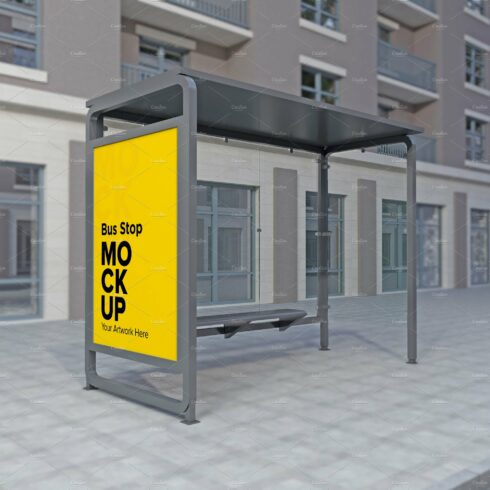 Evening View Bus Stop Sign mockup cover image.