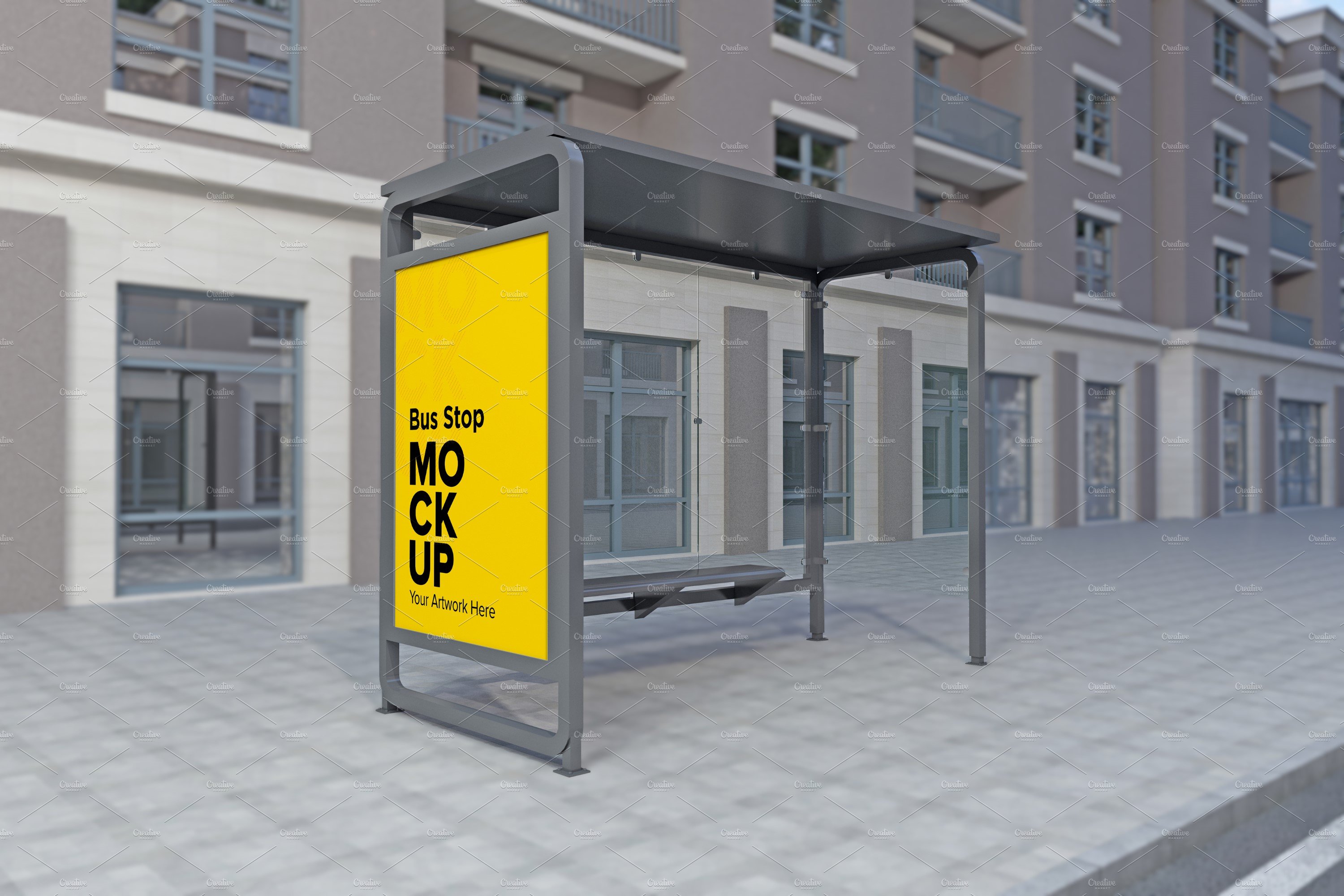 Evening View Bus Stop Sign mockup cover image.