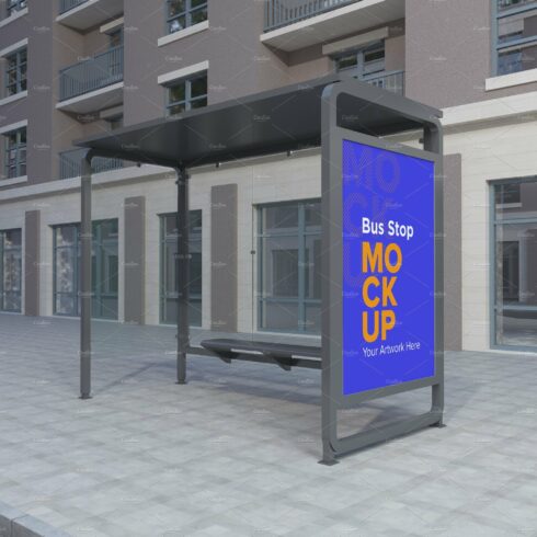 City Bus Stop Sign Mockup cover image.