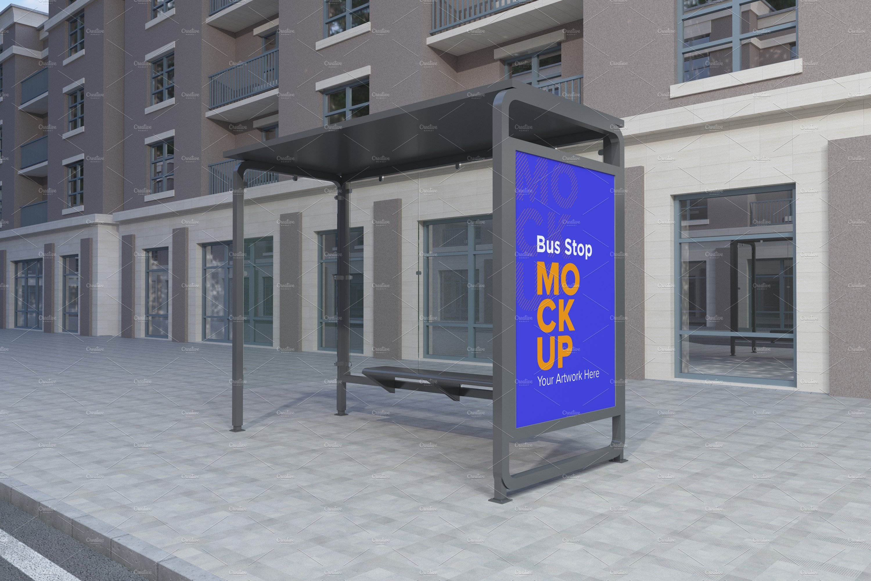 City Bus Stop Sign Mockup cover image.