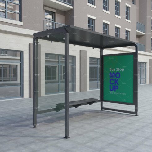 Evening View Bus Stop Signage Mockup cover image.