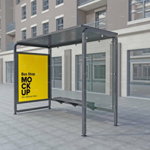 Evening View Bus Stop Sign mockup cover image.