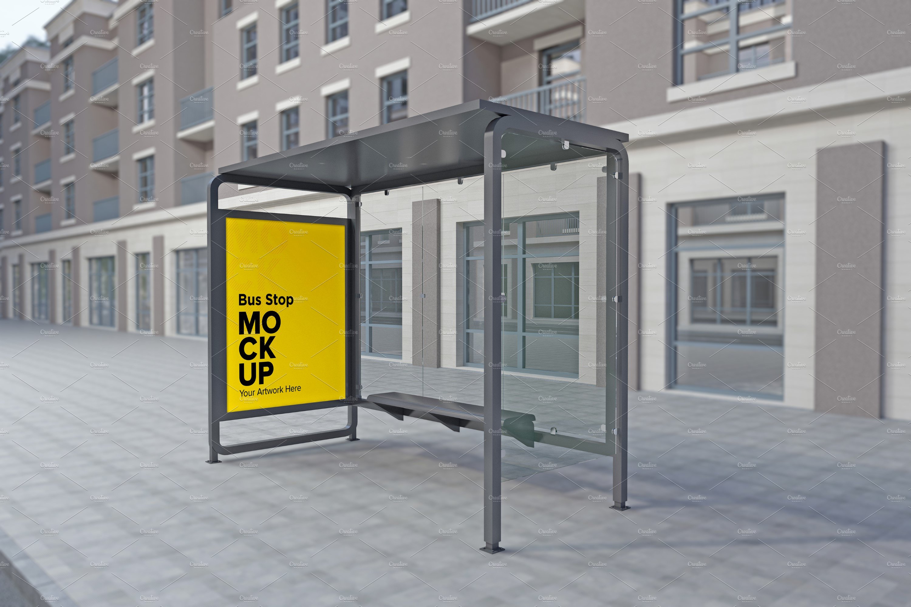 Evening View Bus Stop Sign mockup cover image.