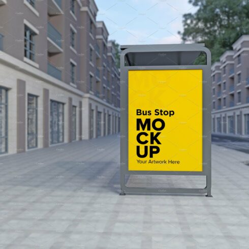 Evening View Bus Stop Sign mockup cover image.