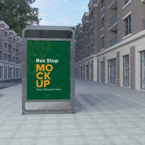 Evening View Bus Stop Signage Mockup cover image.