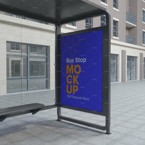 City Bus Stop Sign Mockup cover image.