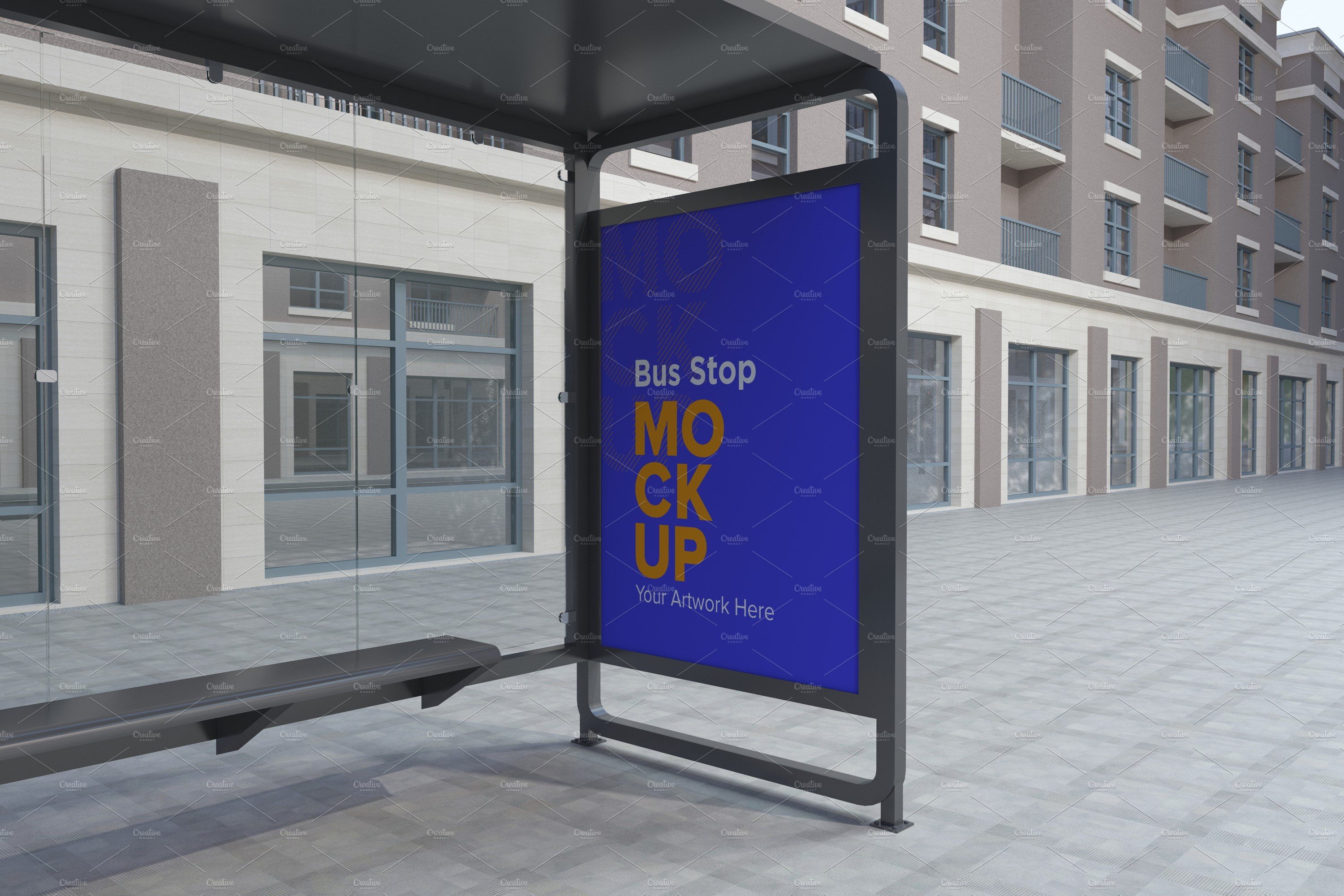 City Bus Stop Sign Mockup cover image.