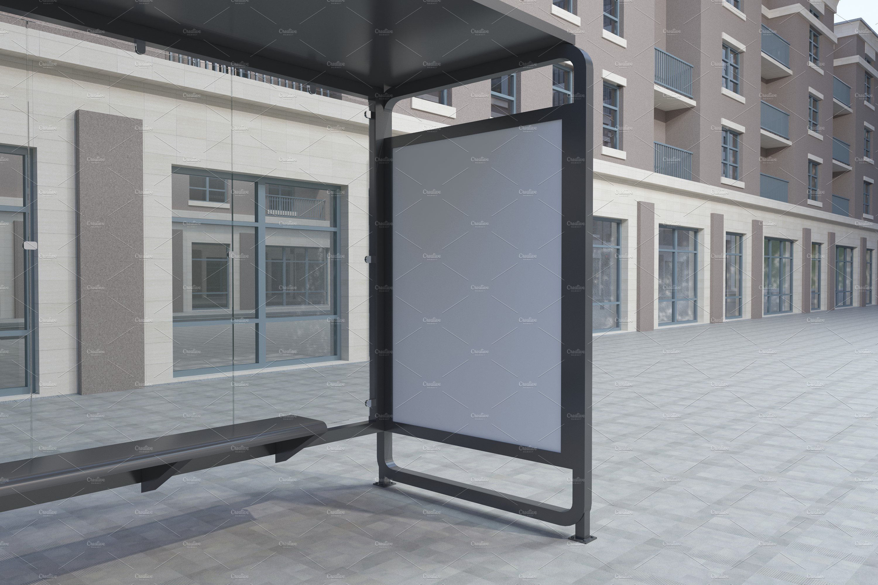 City Bus Stop Sign Mockup preview image.