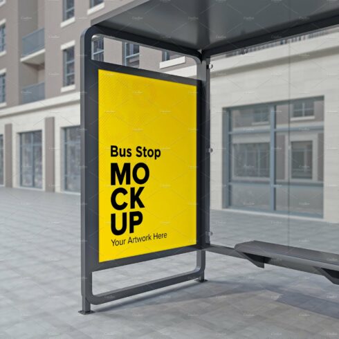 Evening View Bus Stop Sign mockup cover image.