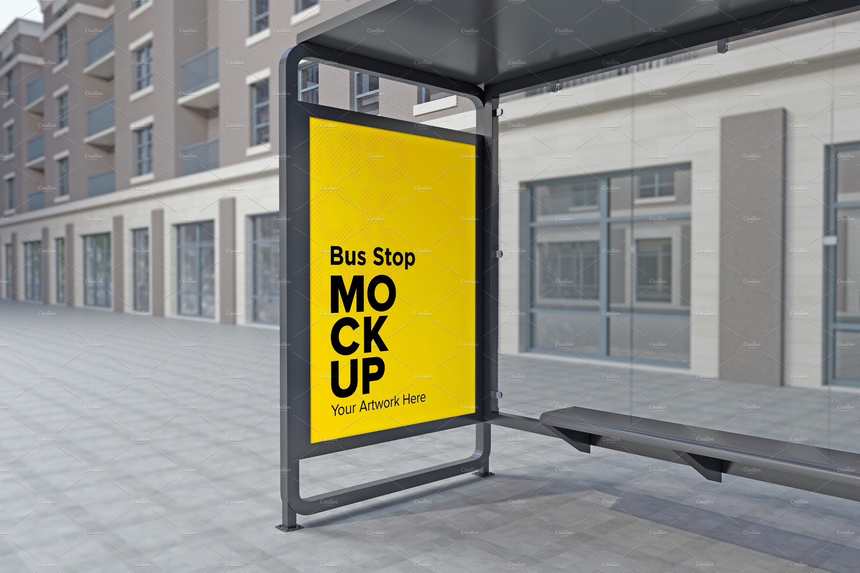 Evening View Bus Stop Sign mockup cover image.