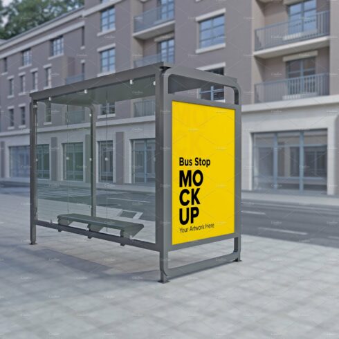 Evening View Bus Stop Sign mockup cover image.