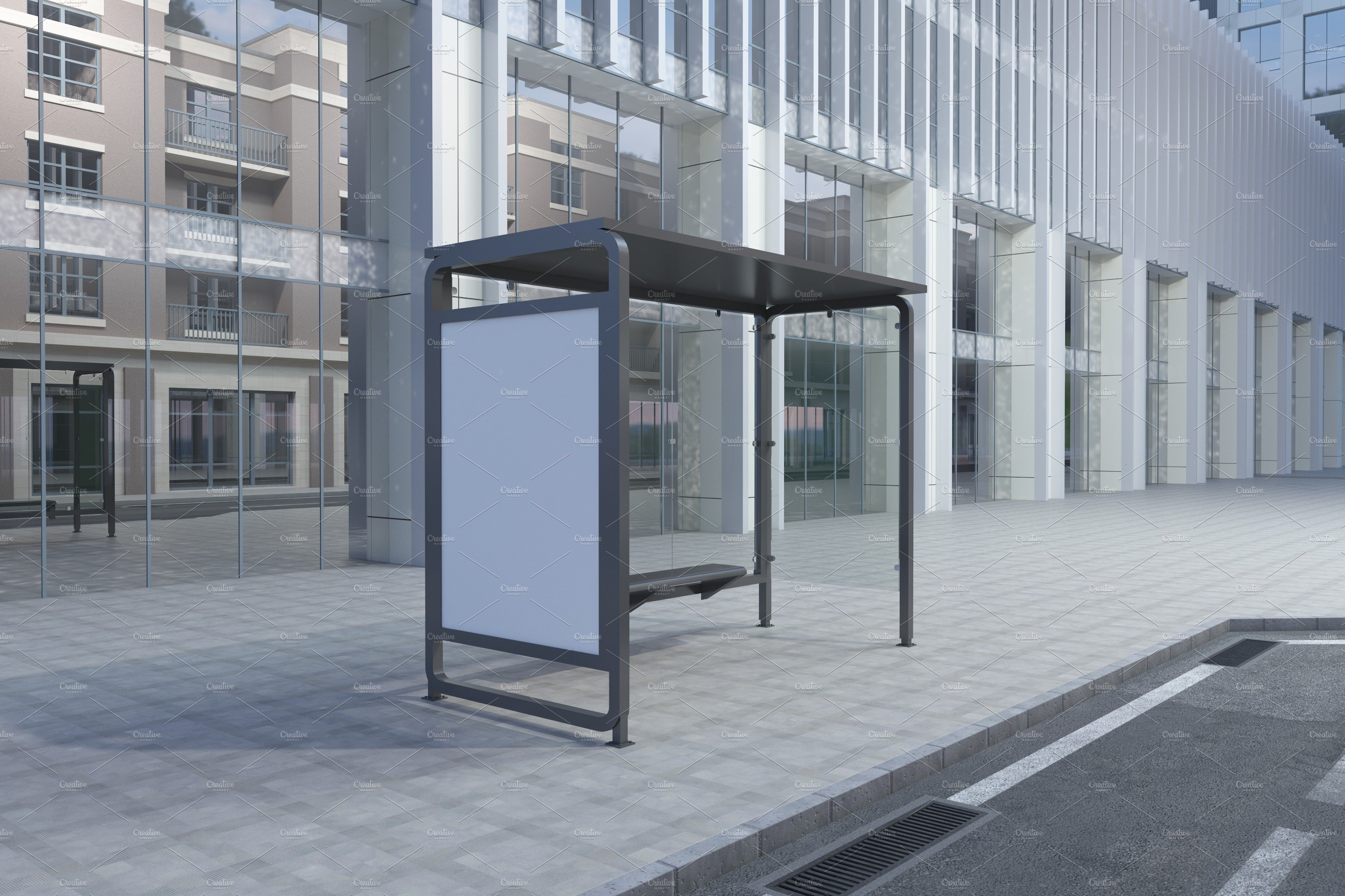 Bus Stop Billboard Mockup preview image.