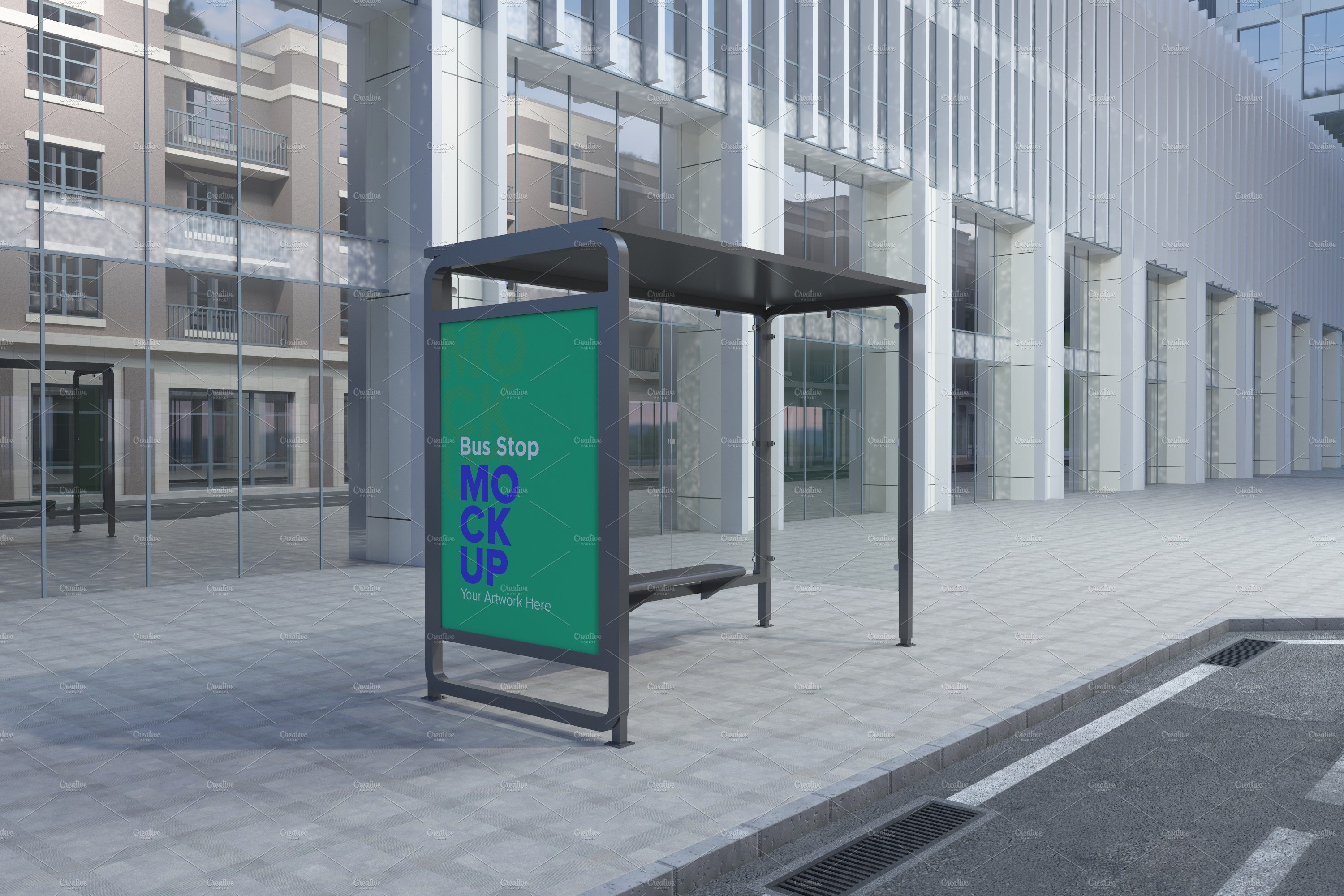 Bus Stop Billboard Mockup cover image.