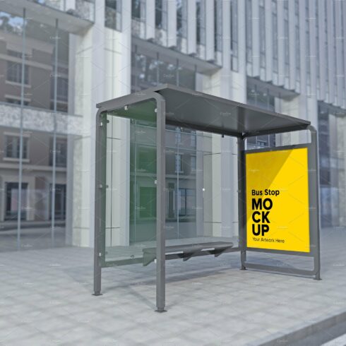 City Bus Shelter Sign mockup cover image.