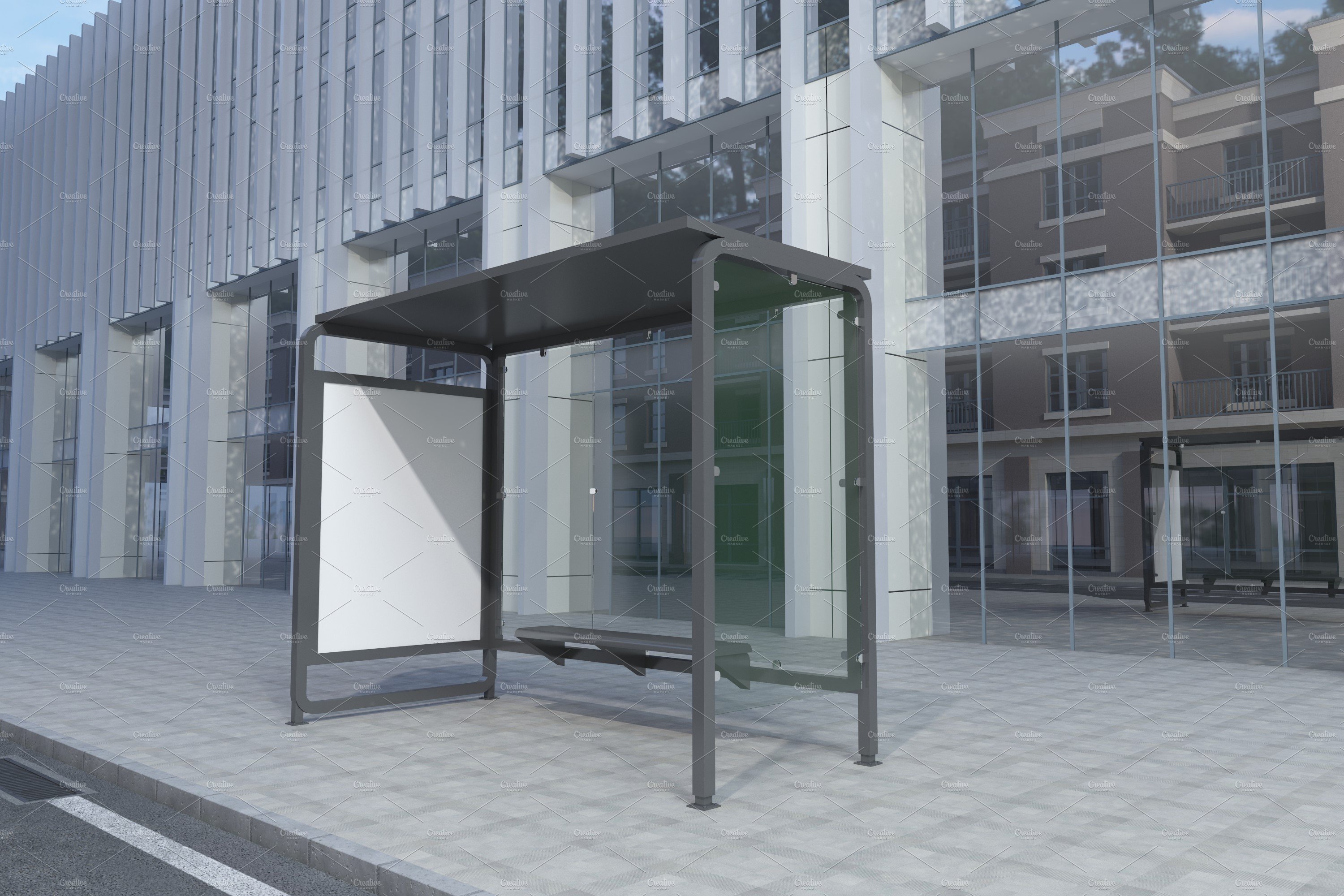 City Bus Stop Sign Mockup preview image.