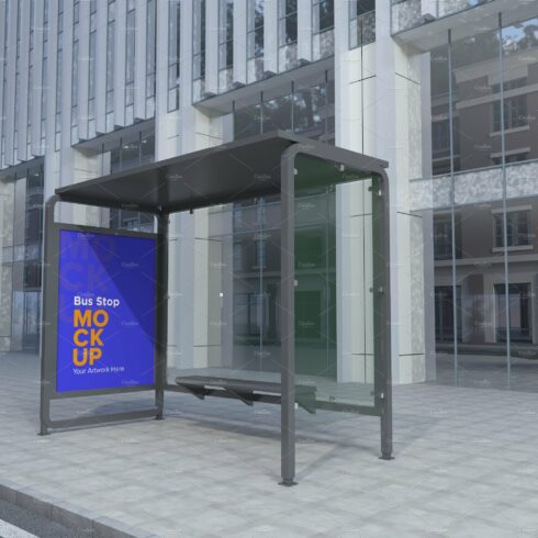 City Bus Stop Sign Mockup cover image.