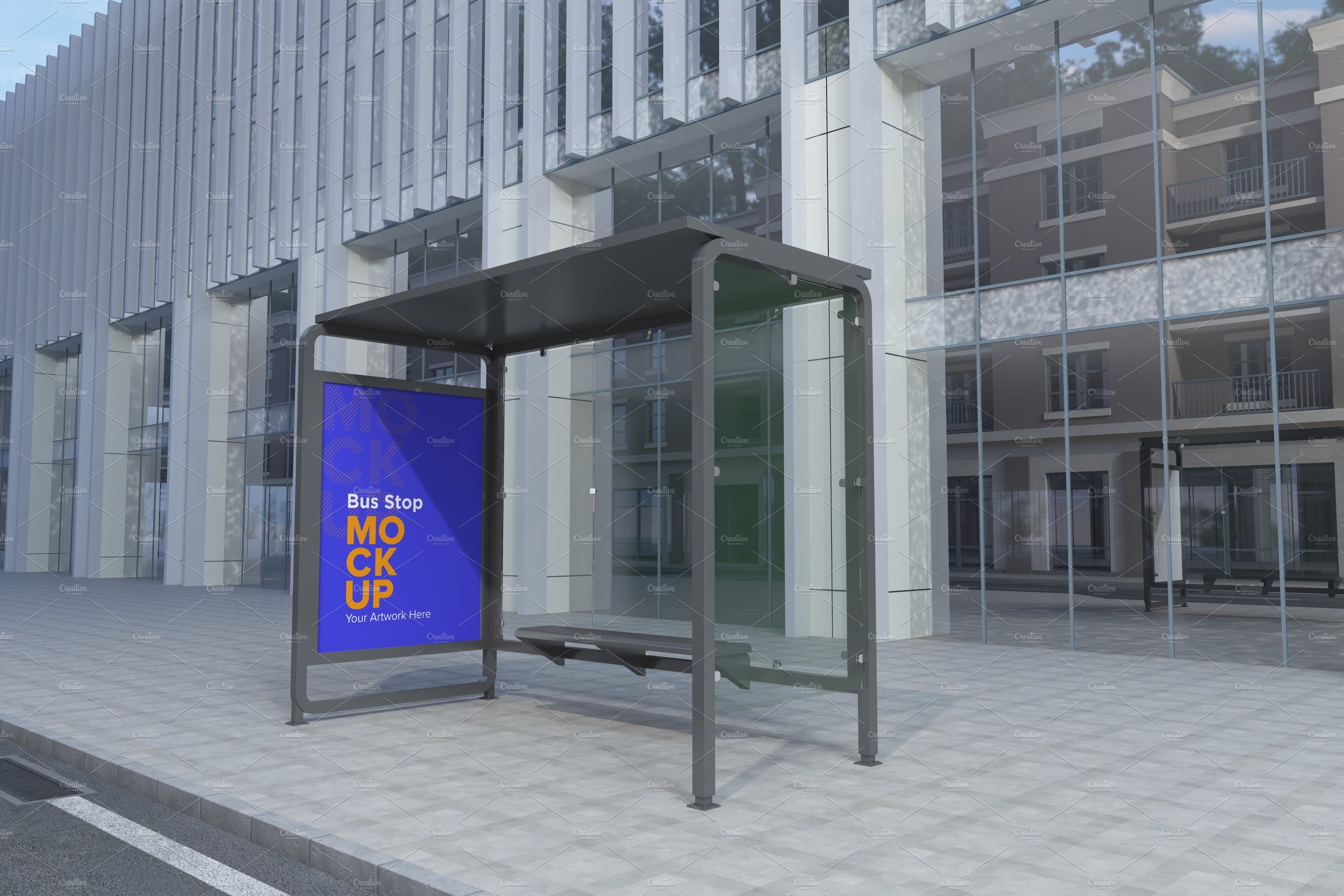 City Bus Stop Sign Mockup cover image.