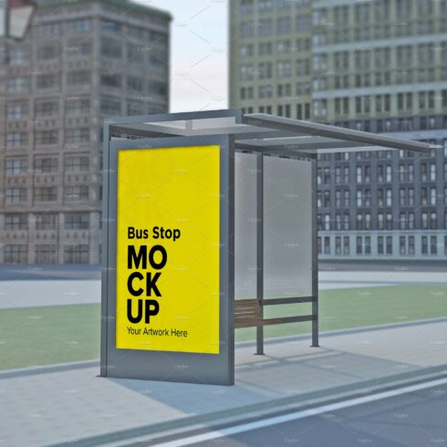 Evening View Bus Stop Sign mockup cover image.