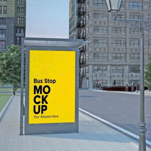 Evening View Bus Stop Sign mockup cover image.