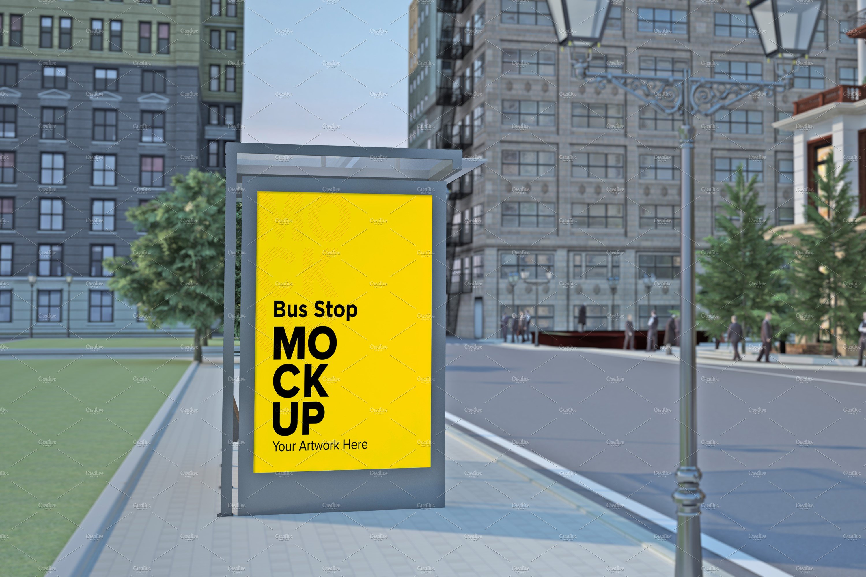 Evening View Bus Stop Sign mockup cover image.