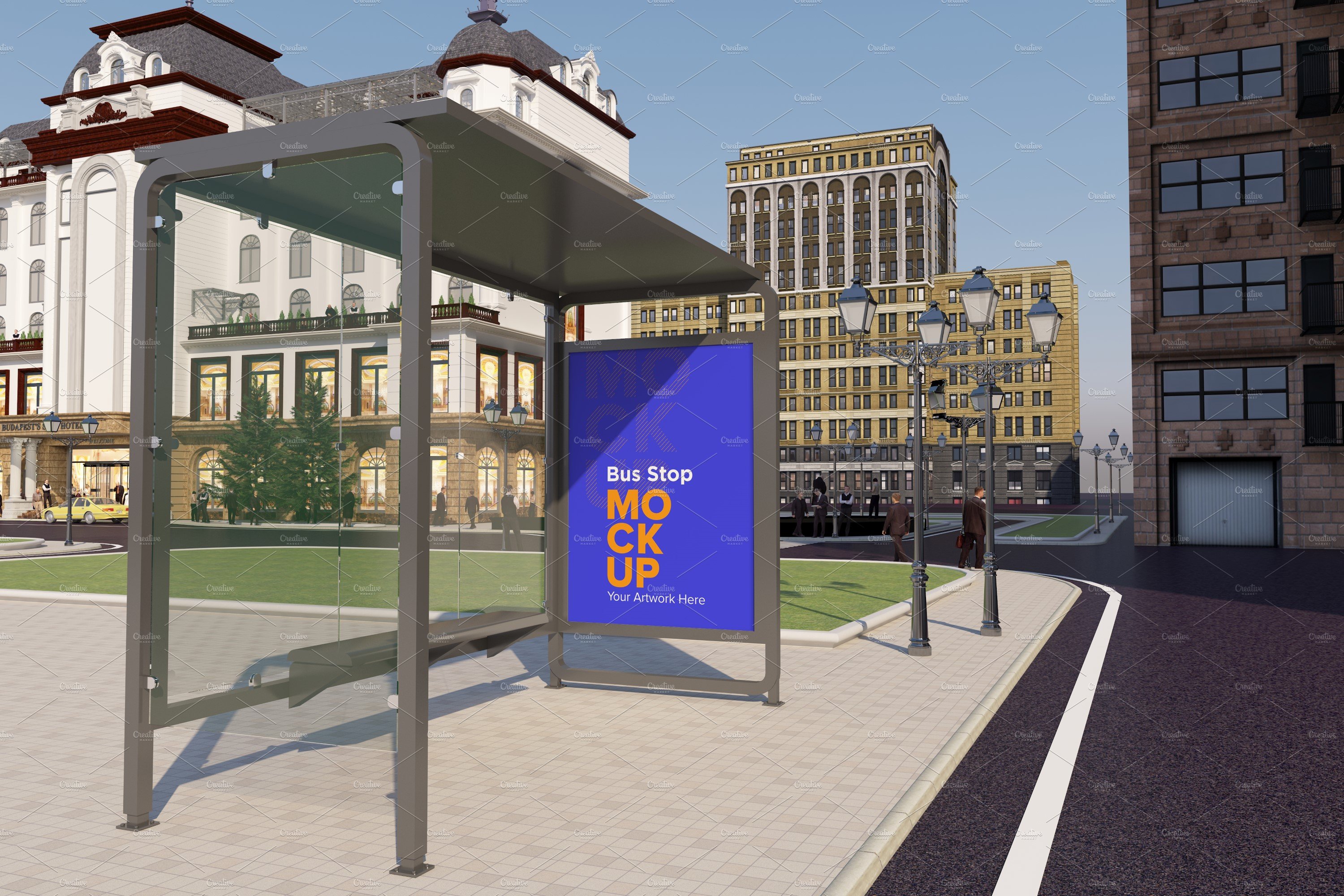 City Bus Stop Sign Mockup cover image.