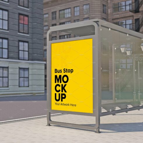 Evening View Bus Stop Sign mockup cover image.