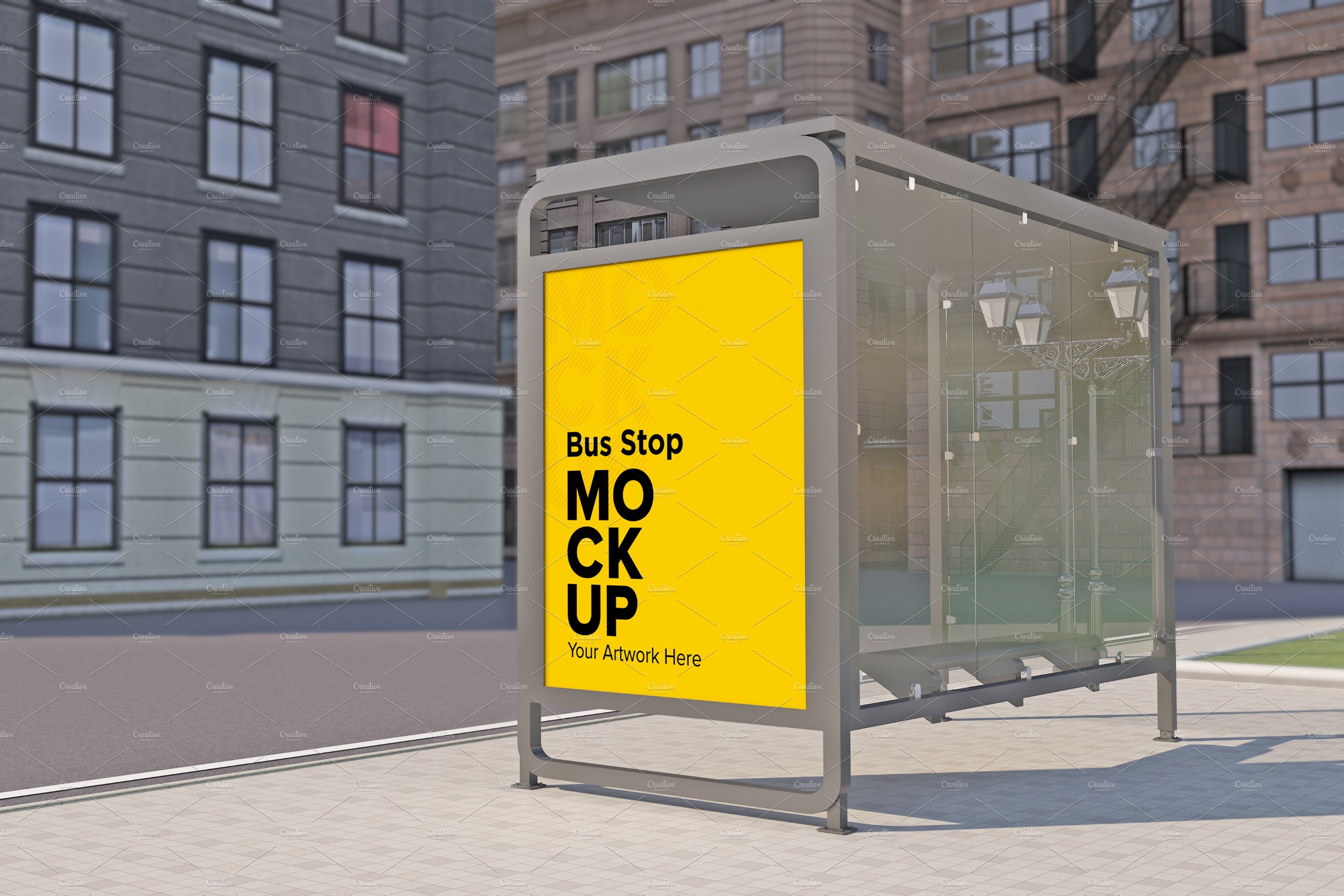 Evening View Bus Stop Sign mockup cover image.