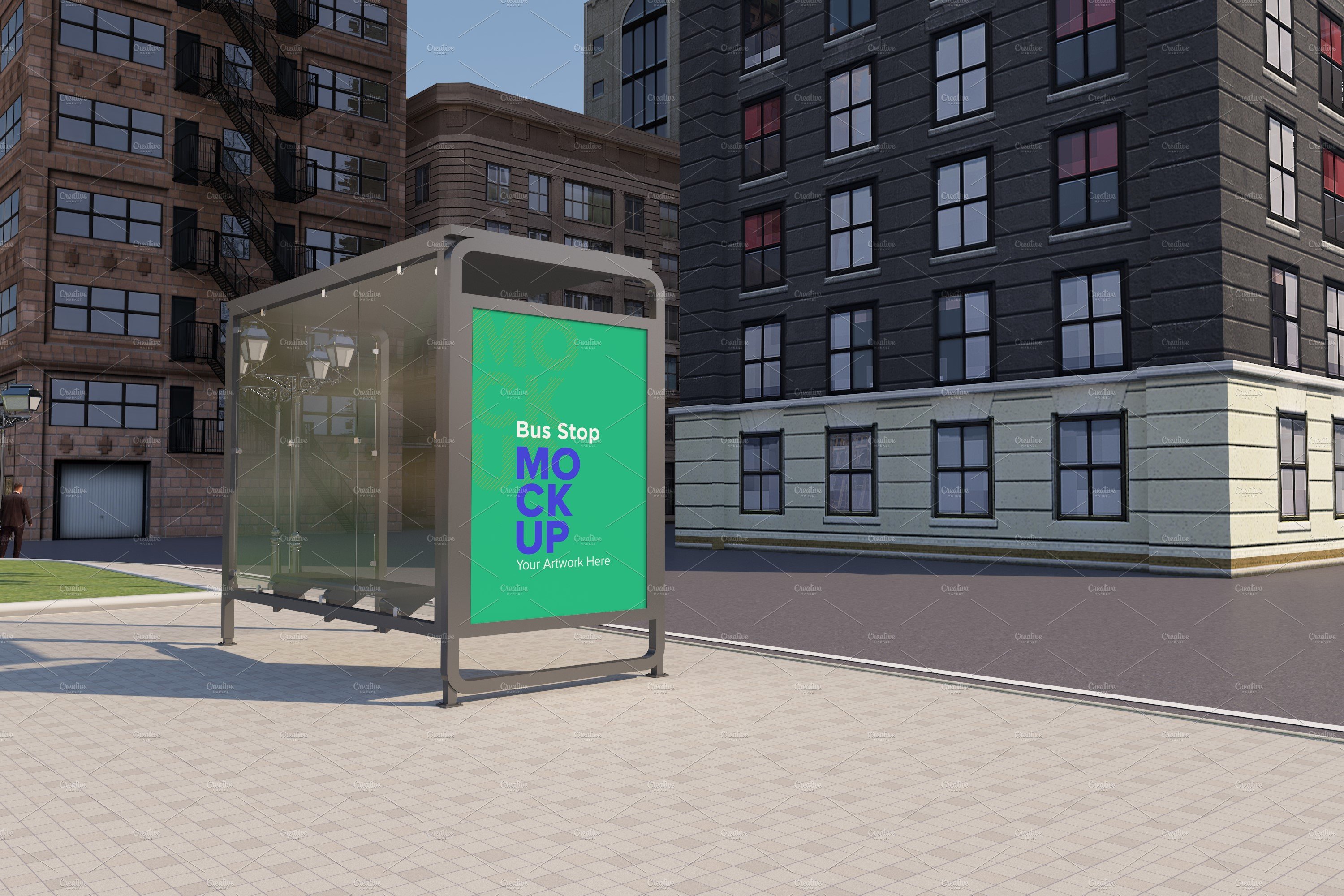 Bus Stop Billboard Mockup cover image.