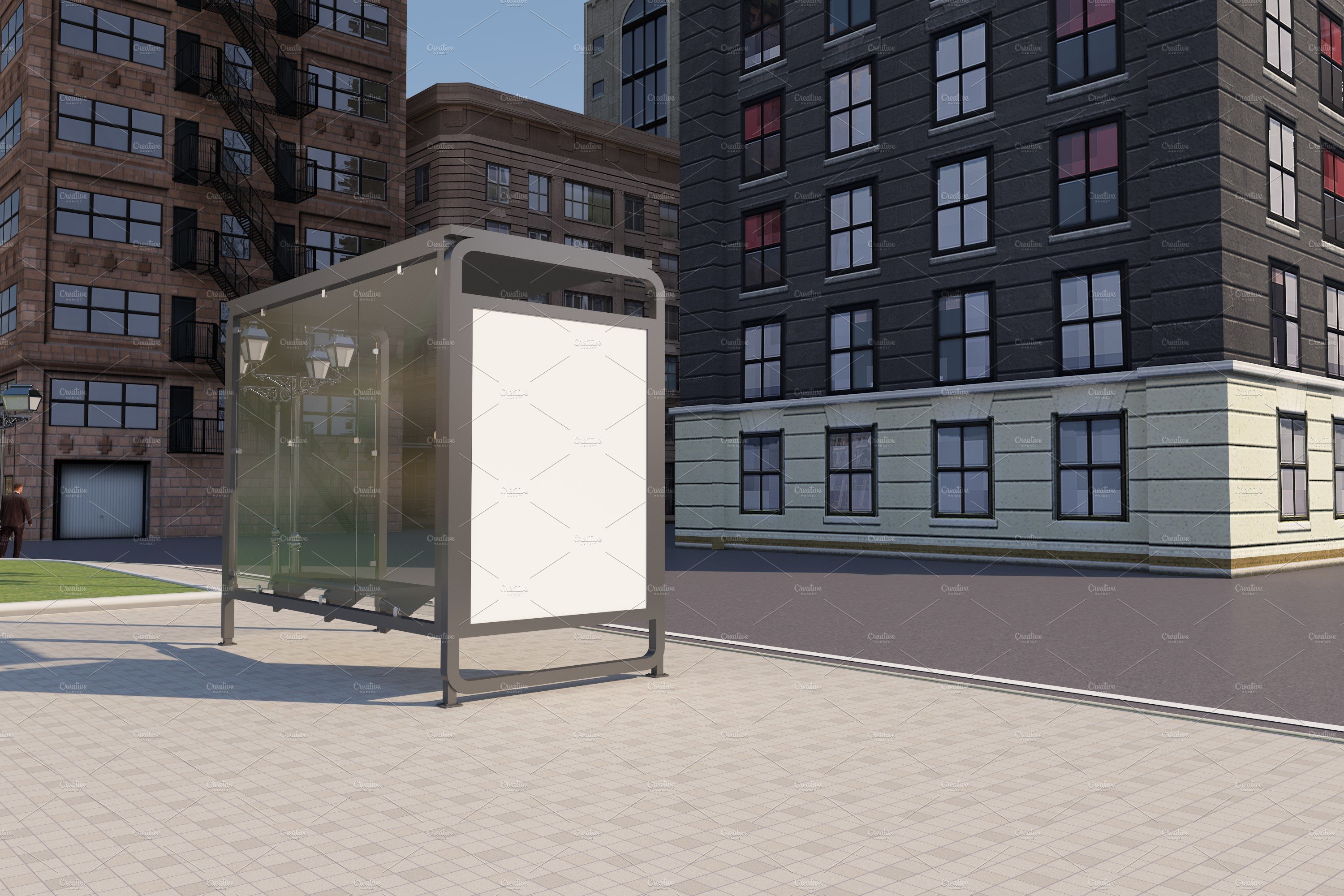 Bus Stop Billboard Mockup preview image.