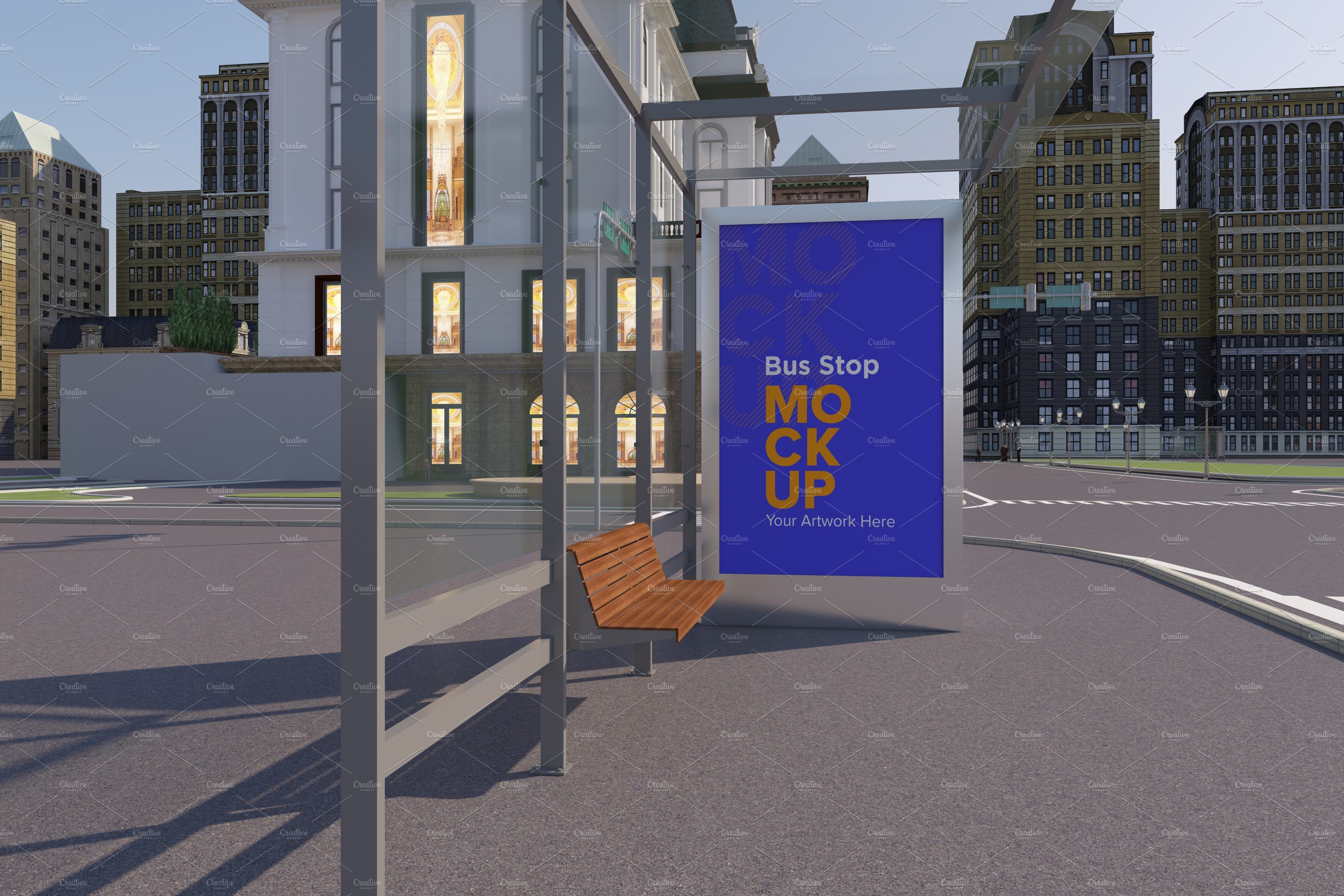 City Bus Stop Sign Mockup cover image.