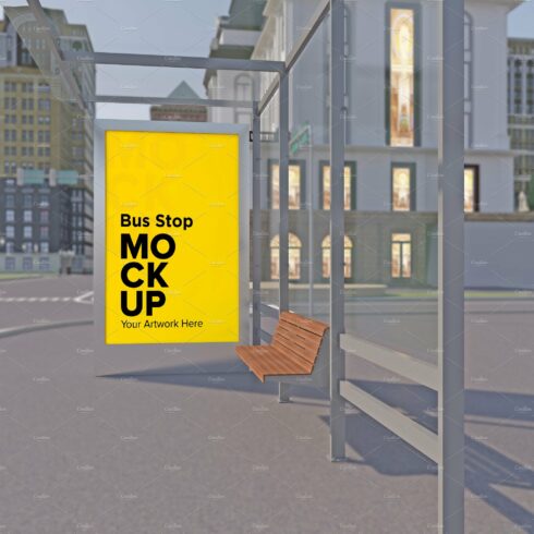 Evening View Bus Stop Sign mockup cover image.