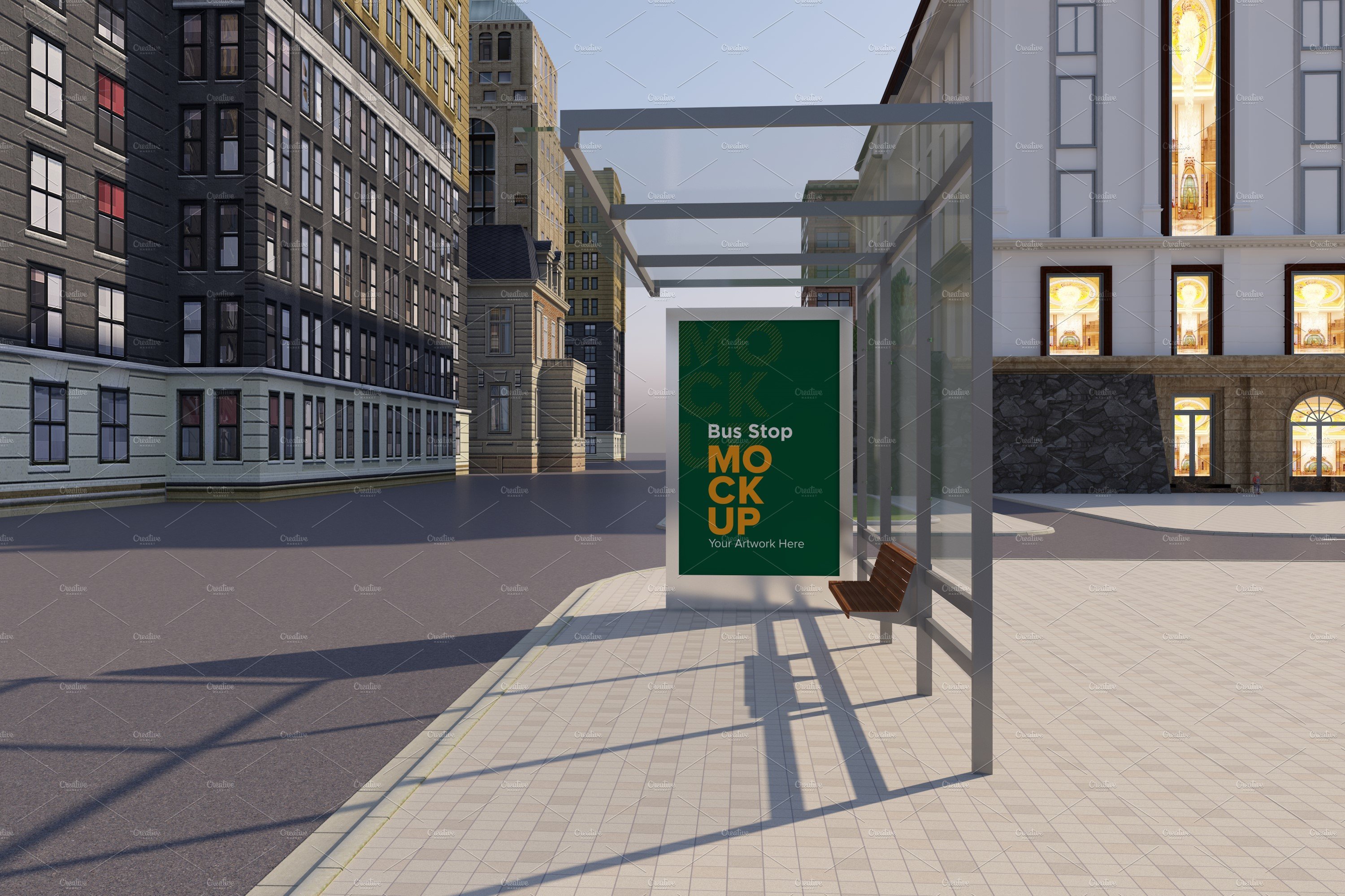 Bus Stop Billboard Mockup cover image.