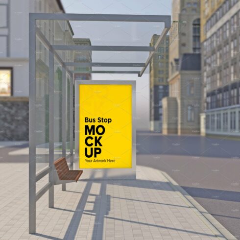 Evening View Bus Stop Sign mockup cover image.