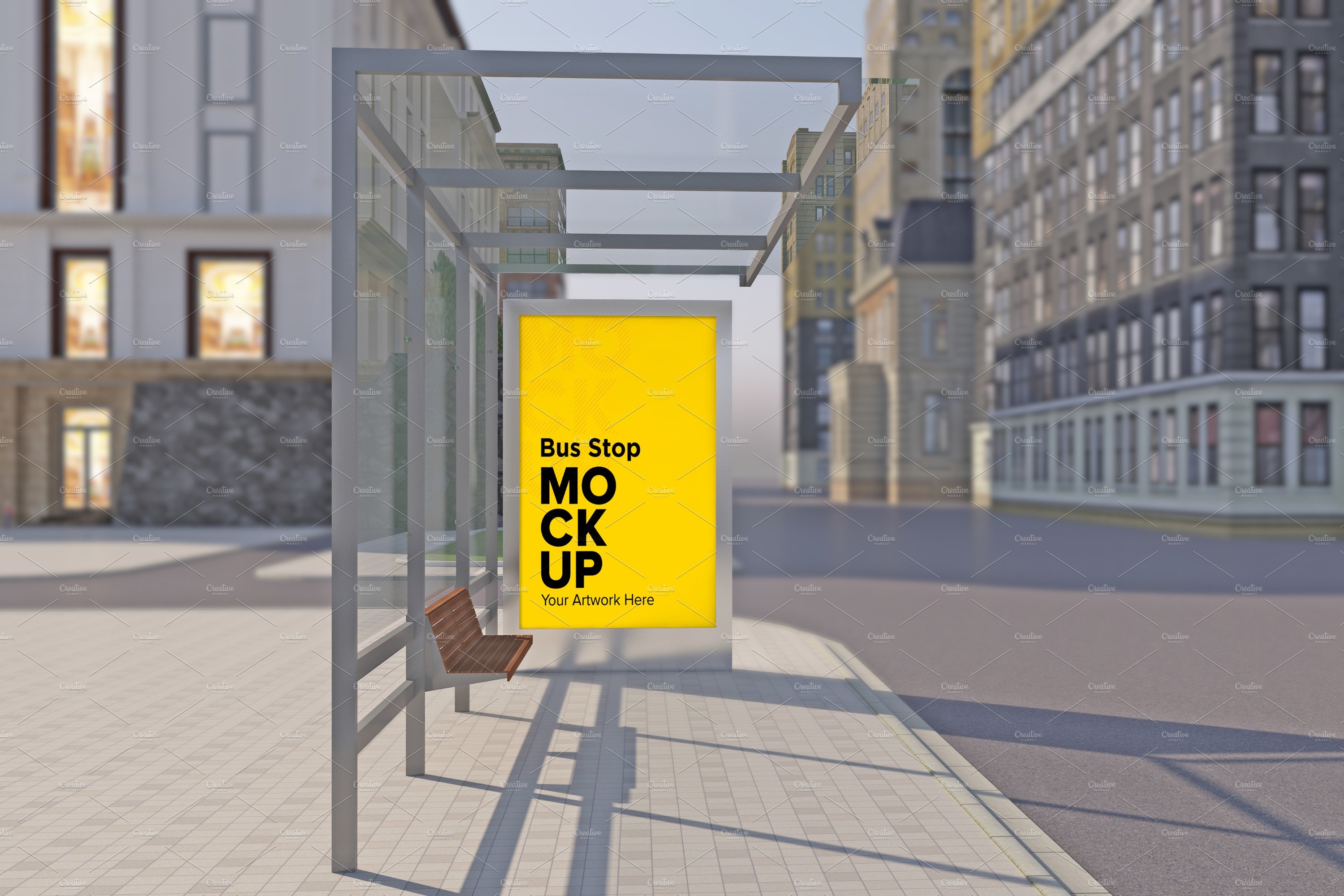 Evening View Bus Stop Sign mockup cover image.