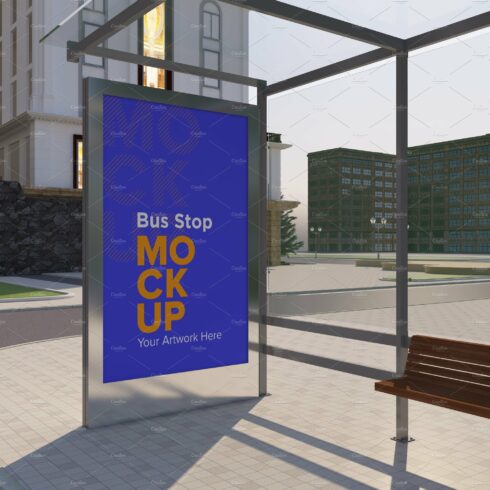 City Bus Stop Sign Mockup cover image.