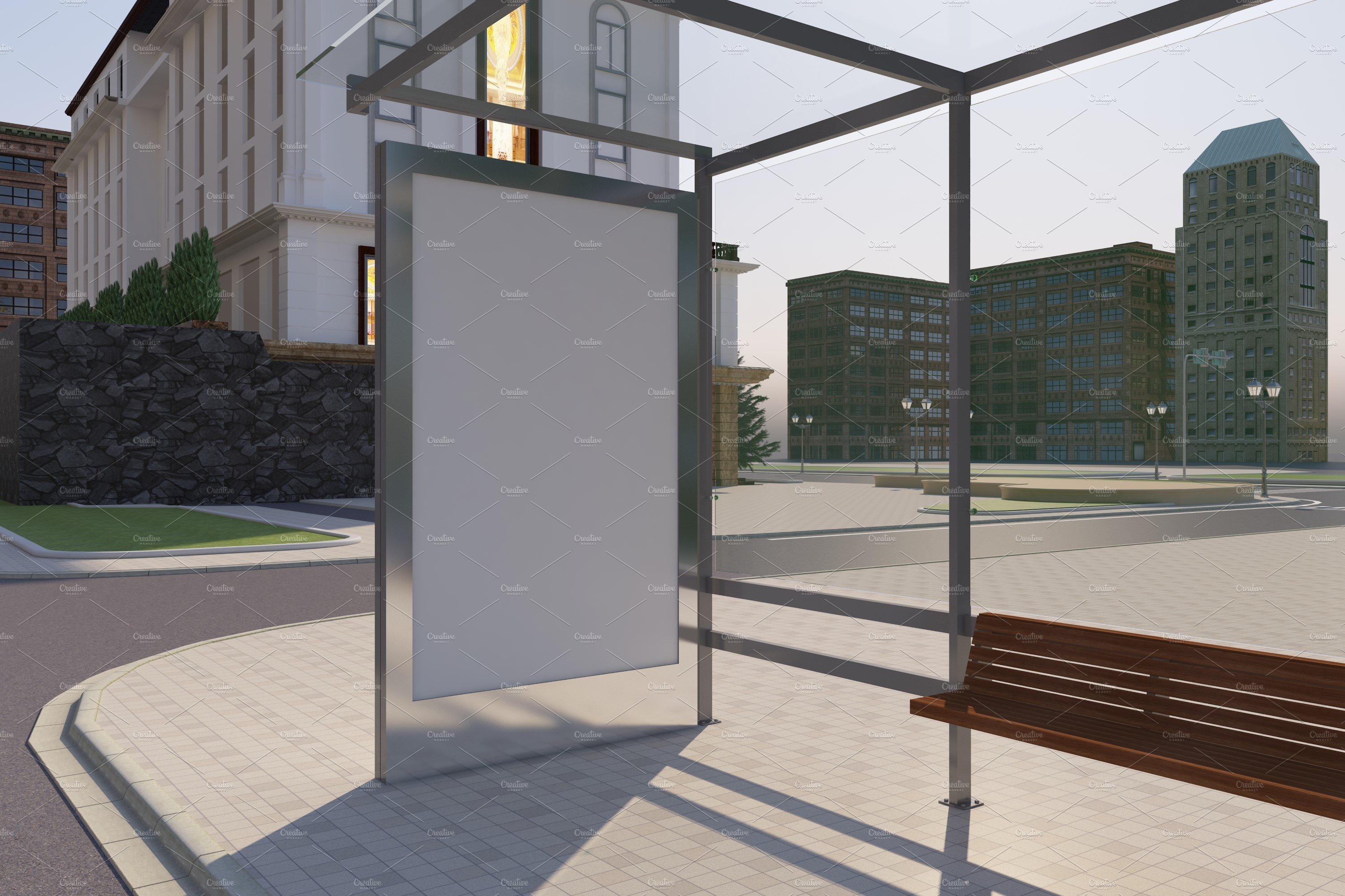 City Bus Stop Sign Mockup preview image.