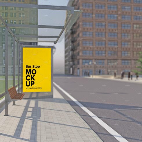 Evening View Bus Stop Sign mockup cover image.