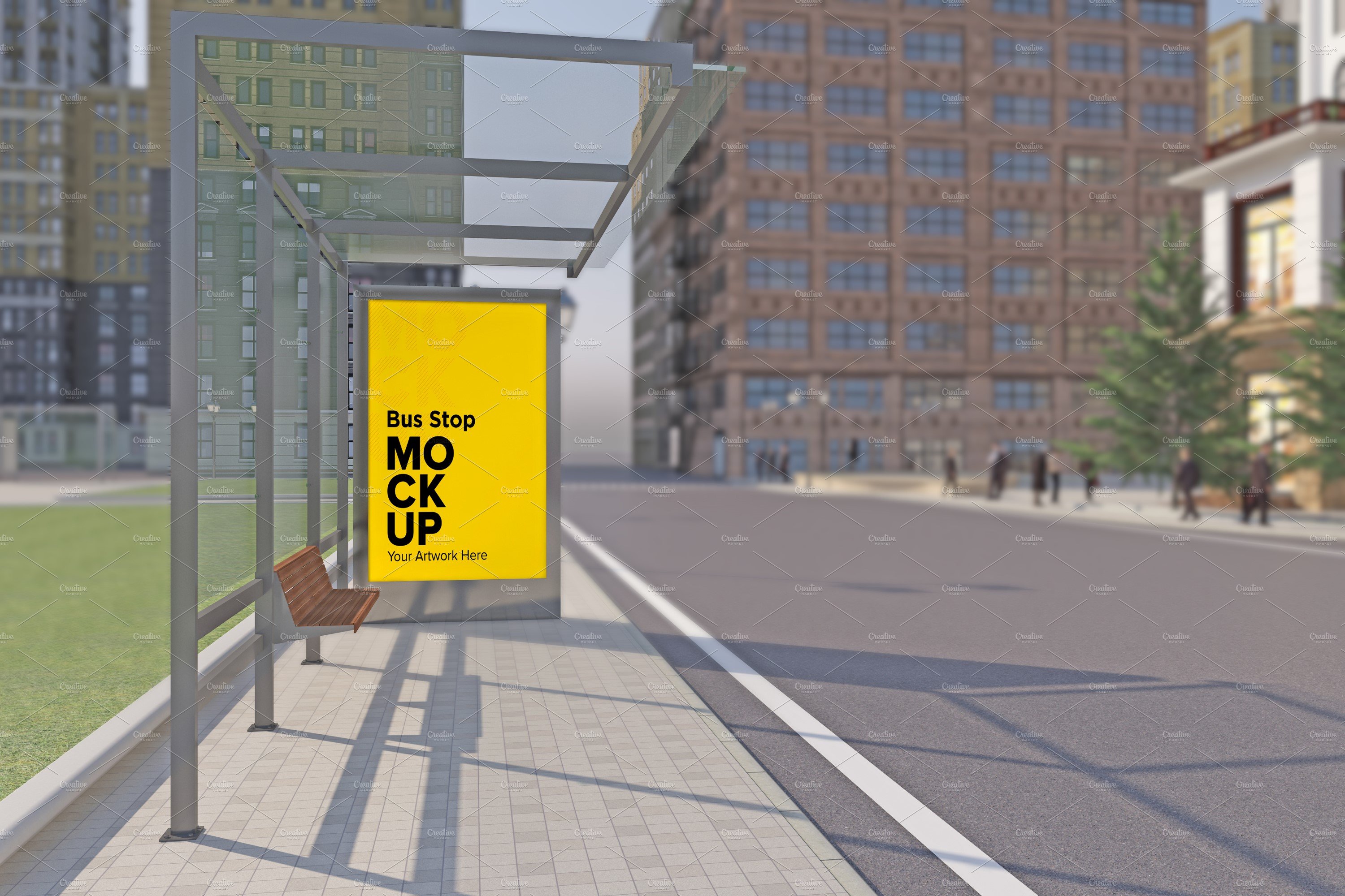 Evening View Bus Stop Sign mockup cover image.