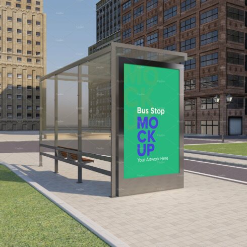 City Bus Stop Sign Mockup cover image.