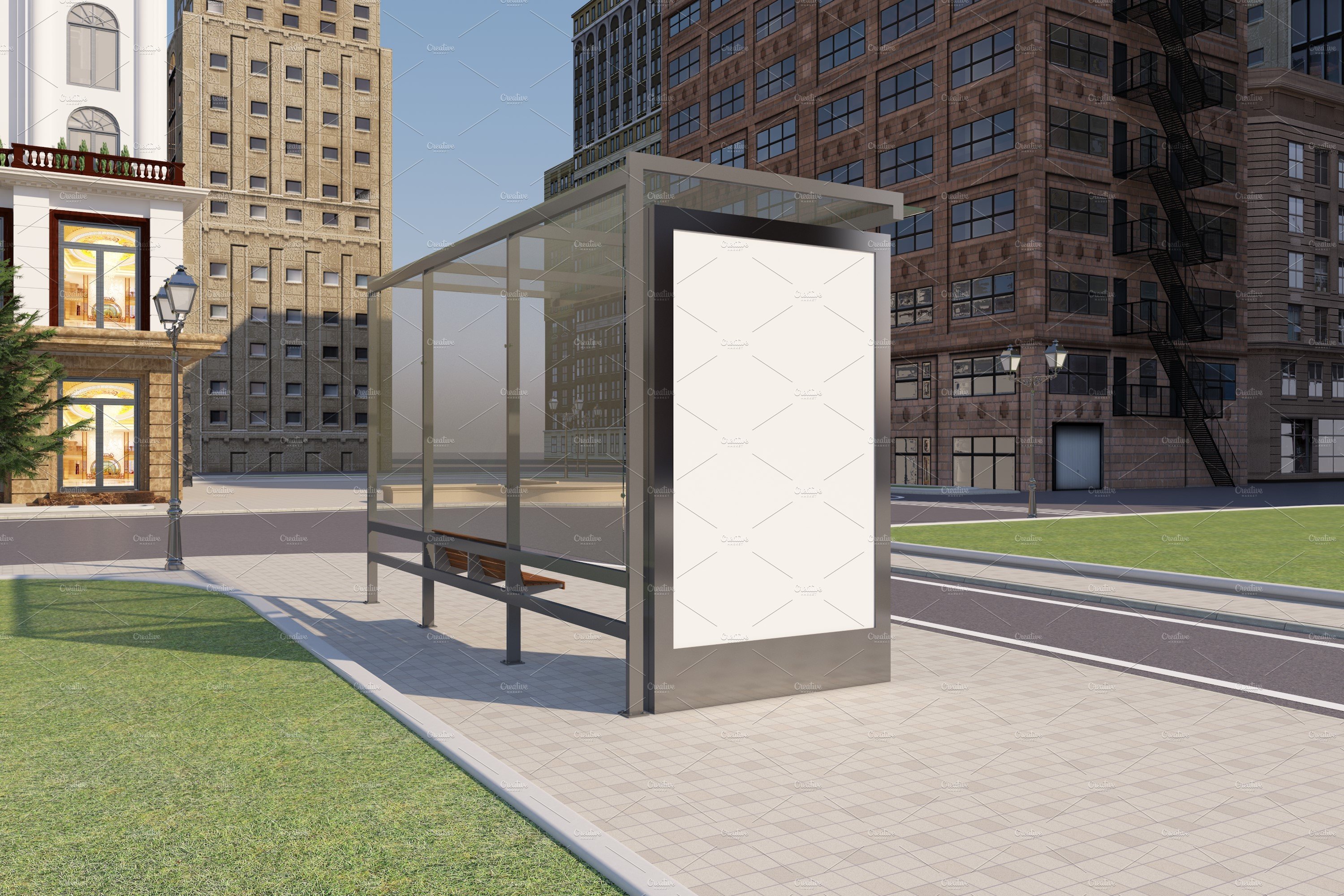 City Bus Stop Sign Mockup preview image.