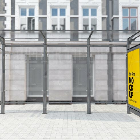 City Bus Shelter Sign mockup cover image.