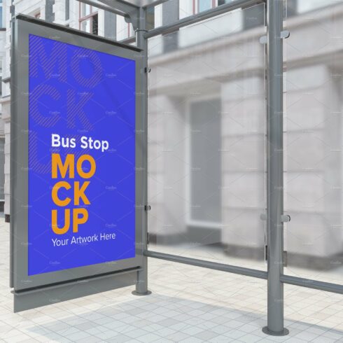 Bus Shelter Advertising Sign Mockup cover image.