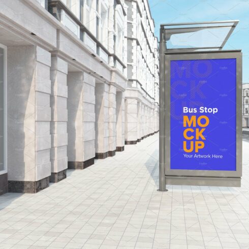 City Bus Stop Sign Mockup cover image.