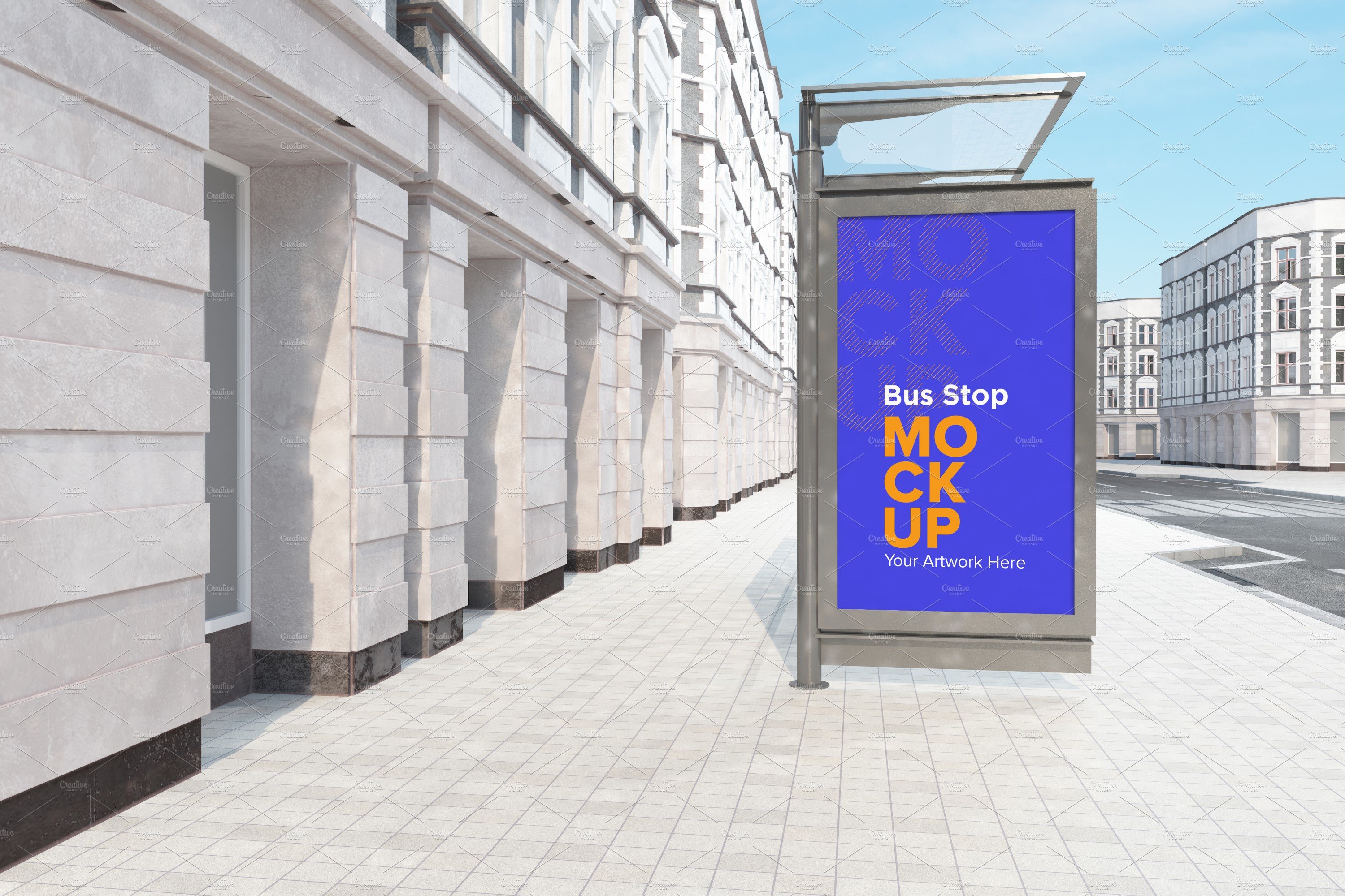 City Bus Stop Sign Mockup cover image.