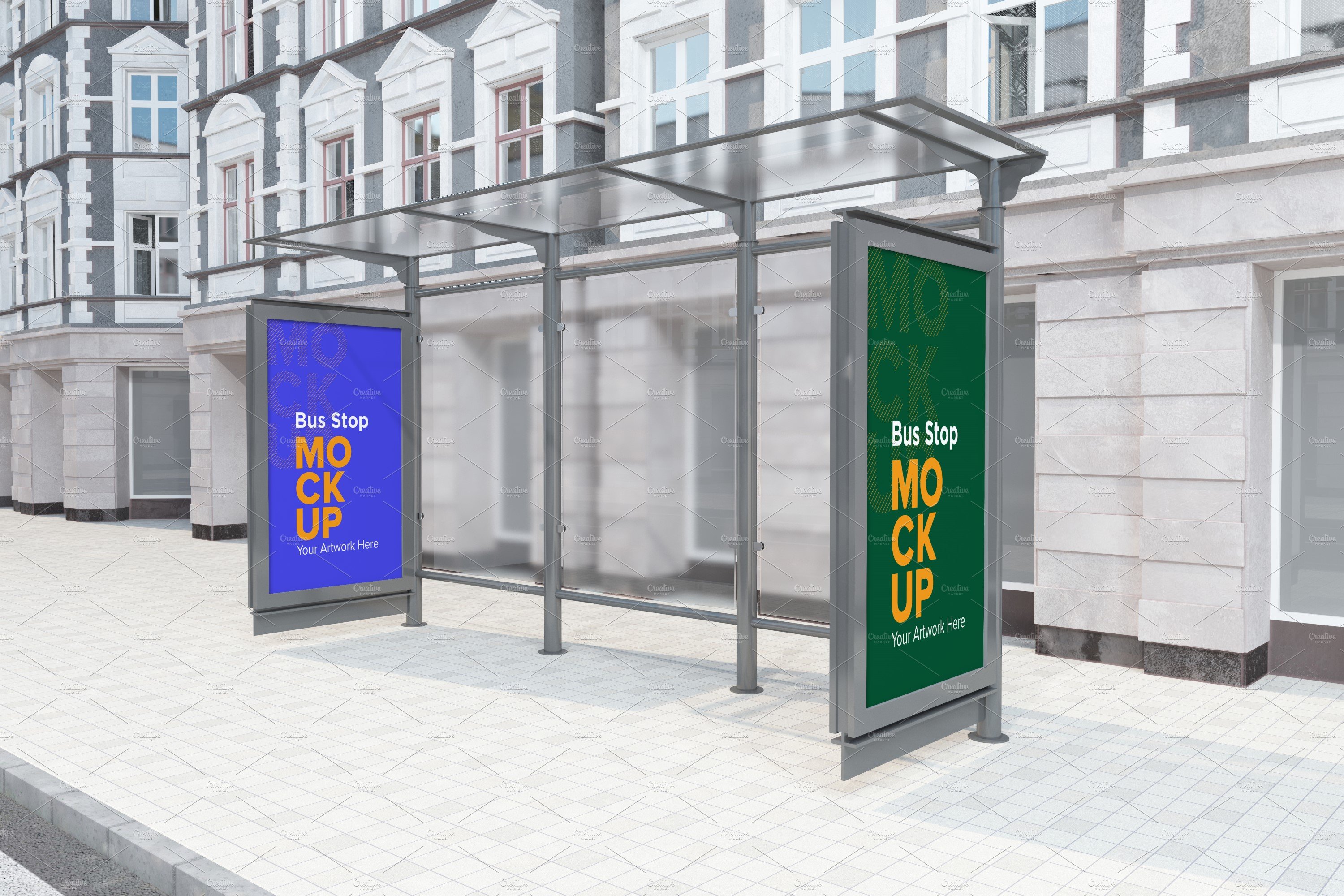 Bus Stop with 2 Sign Mockup cover image.