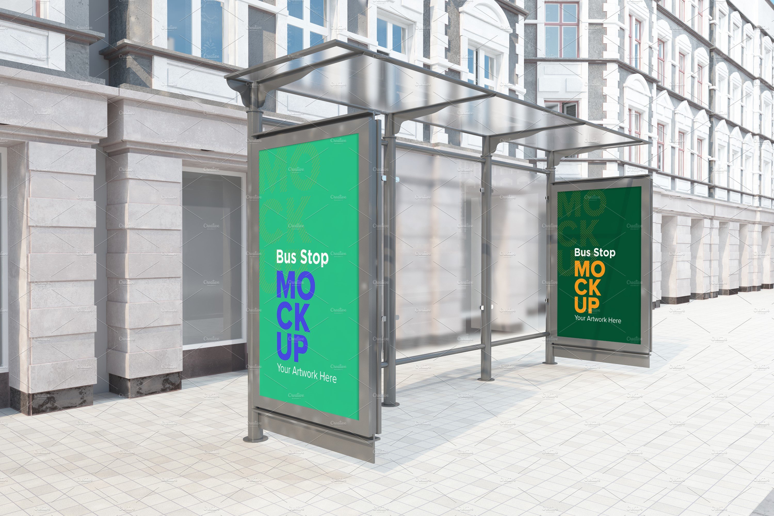 Bus Stop with 2 Sign Mockup cover image.