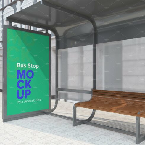 Evening View Bus Stop Signage Mockup cover image.