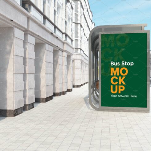 City Bus Stop Signage Mockup cover image.