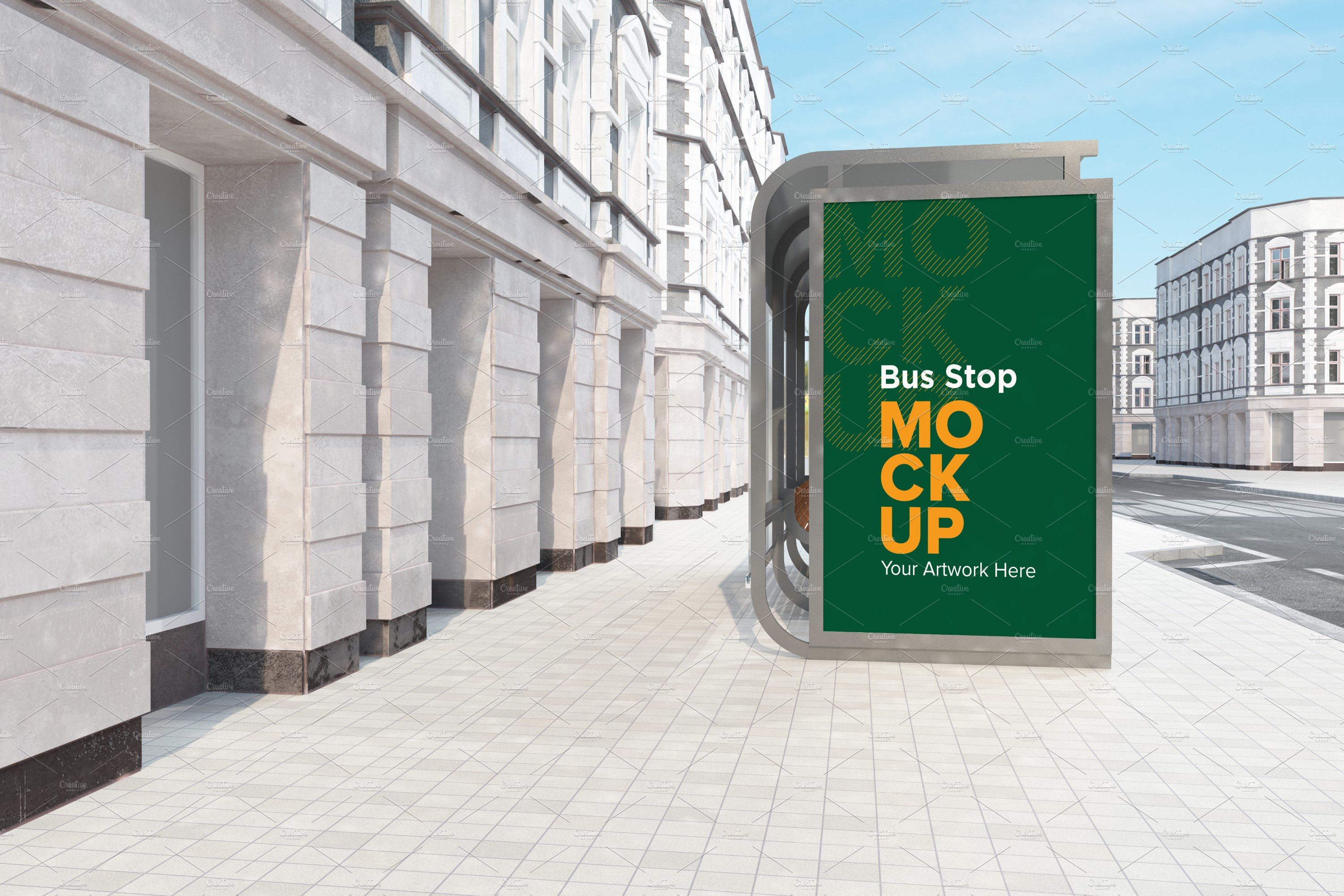 City Bus Stop Signage Mockup cover image.