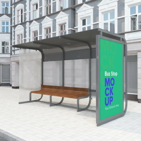 City Bus Stop Sign Mockup cover image.